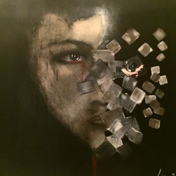 Painting titled "Amnesia" by Leiva, Original Artwork, Oil Mounted on Wood Stretcher frame