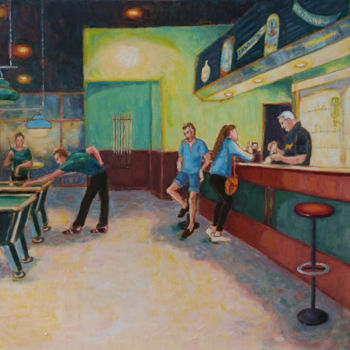 Peinture intitulée "Le café à Frimont" par Edith Gorren, Œuvre d'art originale, Huile