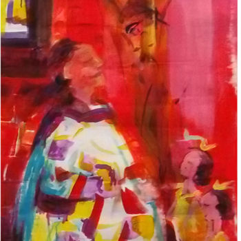 Pintura titulada "maries-rouge" por Laurence Lejay, Obra de arte original, Acrílico