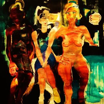 Pittura intitolato "la viree des copines" da Laurence Lejay, Opera d'arte originale, Acrilico