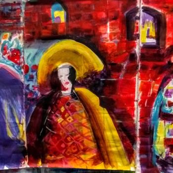 Pintura titulada "maries-rouge" por Laurence Lejay, Obra de arte original, Acrílico