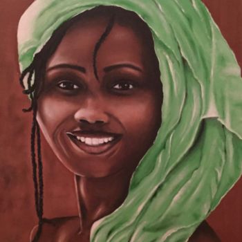 Painting titled "Sourire d'Afrique" by Isal - Isabelle Leleu, Original Artwork, Oil