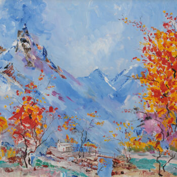 Pintura intitulada "Autumn" por Lekim Ibragimov, Obras de arte originais, Óleo