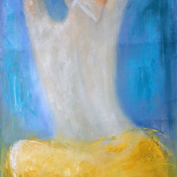 Painting titled "Figure in yellow" by Lela Jobadze, Original Artwork