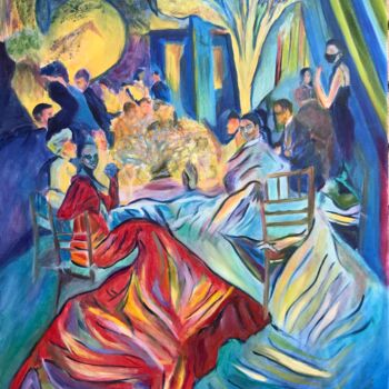 Malerei mit dem Titel "Dinner-party" von Lela Karamanishvili, Original-Kunstwerk, Öl
