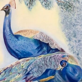 Картина под названием "Peacocks" - Lela Karamanishvili, Подлинное произведение искусства, Масло
