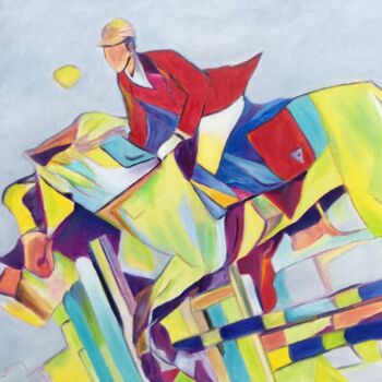 Peinture intitulée "Horse Race" par Lela Karamanishvili, Œuvre d'art originale, Huile