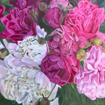 Pintura intitulada "Magic of flowers" por Lela Karamanishvili, Obras de arte originais, Óleo