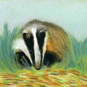 Painting titled "badger" by Lelia Sorokina, Original Artwork