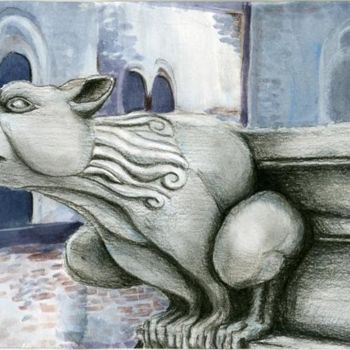 Painting titled "gargoyle" by Lelia Sorokina, Original Artwork, Other