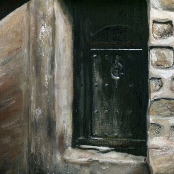 Painting titled "Sana'a, the door" by Lelia Sorokina, Original Artwork, Oil
