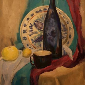 Pintura titulada "Still life with blu…" por Lelia Sorokina, Obra de arte original