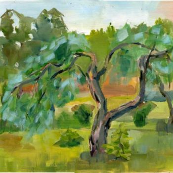 Картина под названием "Apple Trees in Pere…" - Lelia Sorokina, Подлинное произведение искусства