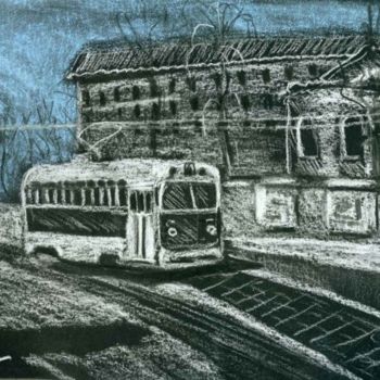 "Old Moscow tram. 19…" başlıklı Tablo Lelia Sorokina tarafından, Orijinal sanat