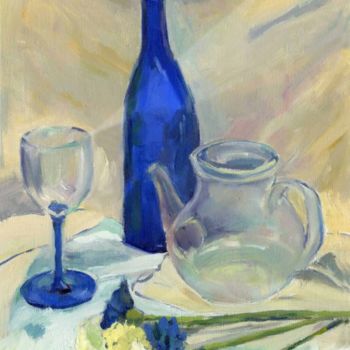 Painting titled "Still Life With Blu…" by Lelia Sorokina, Original Artwork