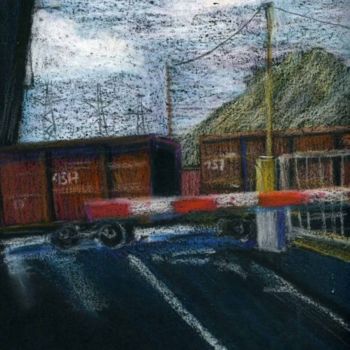 Картина под названием "Rail Crossing" - Lelia Sorokina, Подлинное произведение искусства