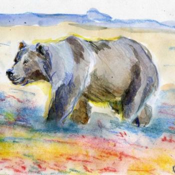 Картина под названием "Bear" - Lelia Sorokina, Подлинное произведение искусства