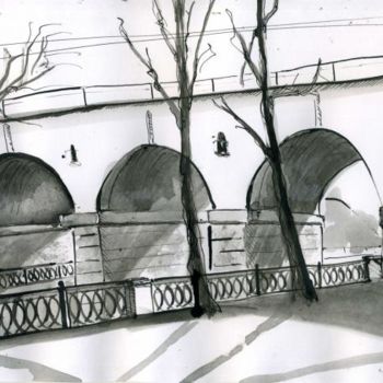 「Mosow. Bridge Acros…」というタイトルの絵画 Lelia Sorokinaによって, オリジナルのアートワーク