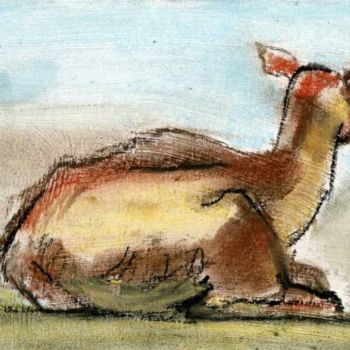Drawing titled "Deer study" by Lelia Sorokina, Original Artwork