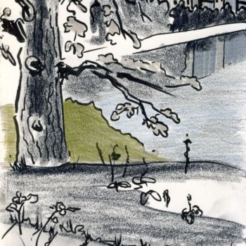 Рисунок под названием "At the Pond" - Lelia Sorokina, Подлинное произведение искусства