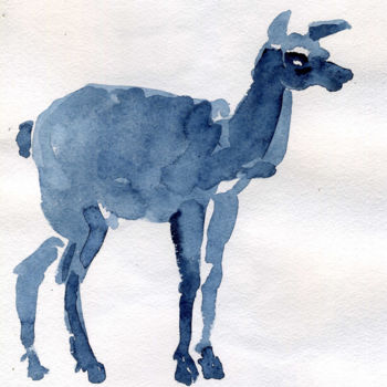 Картина под названием "Deer watercolor ske…" - Lelia Sorokina, Подлинное произведение искусства