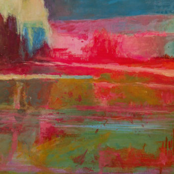 Malerei mit dem Titel "Abstract Landscape…" von Lelia, Original-Kunstwerk, Aquarell