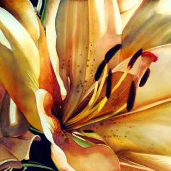 Pittura intitolato "Beautiful Lily" da Lelia, Opera d'arte originale, Acquarello
