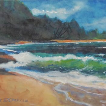 Painting titled "Bali Hai" by Lelia, Original Artwork, Watercolor