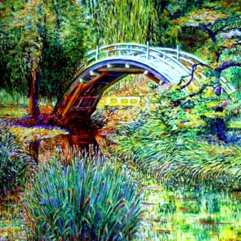 Peinture intitulée "le-pont entre le pè…" par Lemeslejp, Œuvre d'art originale, Huile