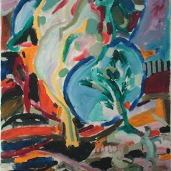Painting titled "arbres et couple" by Jean Yves Lemeur, Original Artwork, Oil