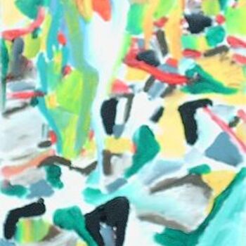 Картина под названием "abstrait - riviere" - Jean Yves Lemeur, Подлинное произведение искусства, Масло