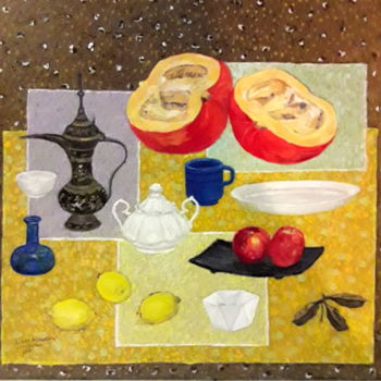 Painting titled "Still life with pum…" by Lubalem, Original Artwork, Oil