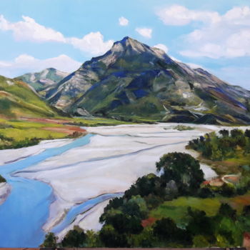 Painting titled "Mountain landscape" by Lubalem, Original Artwork, Oil