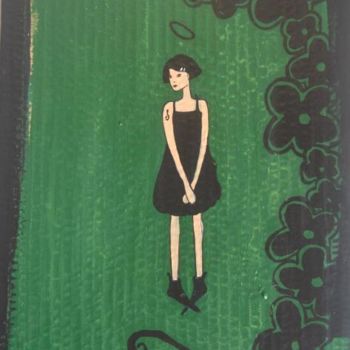 Painting titled "anges ou démons vert" by Lydi, Original Artwork