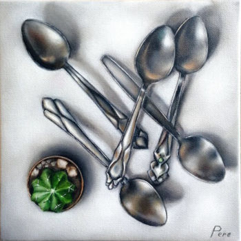 제목이 "Spoon"인 미술작품 Olena Peretyatko로, 원작, 기름