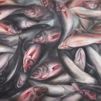 Schilderij getiteld "Fish" door Olena Peretyatko, Origineel Kunstwerk, Olie