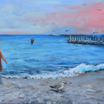 제목이 "Впервые на море"인 미술작품 Elena Berezhnaya (Be_lena)로, 원작, 기름 나무 들것 프레임에 장착됨