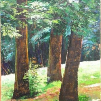 Painting titled "Trois arbres" by Lena Bregeon, Original Artwork