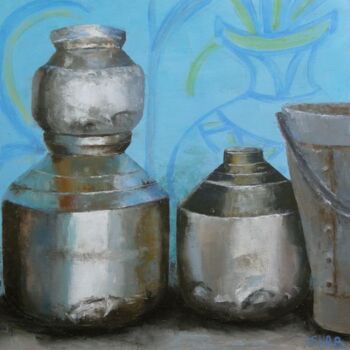 Painting titled "objets en aluminium" by Lena Bregeon, Original Artwork