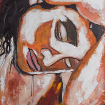 Peinture intitulée "Rosto feminino" par Lena Gal, Œuvre d'art originale, Acrylique