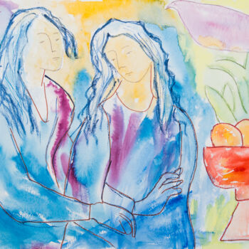 Pittura intitolato "meninas  conversam" da Lena Gal, Opera d'arte originale