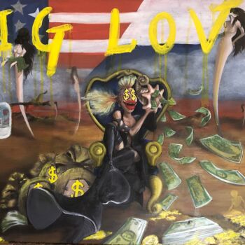 Malerei mit dem Titel "Big Love" von Lena Kaskova (Lkas), Original-Kunstwerk, Öl Auf Holzplatte montiert