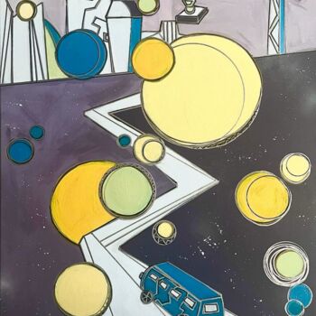 Malerei mit dem Titel "Road to the future" von Lena Langer, Original-Kunstwerk, Acryl