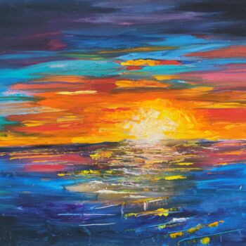 Peinture intitulée "the " sunset"" par Lena Lito, Œuvre d'art originale, Huile