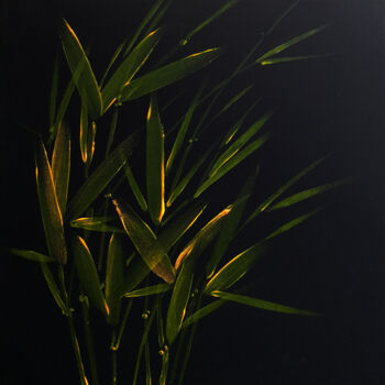 Peinture intitulée "Orange bamboo" par Lena Oma, Œuvre d'art originale, Acrylique