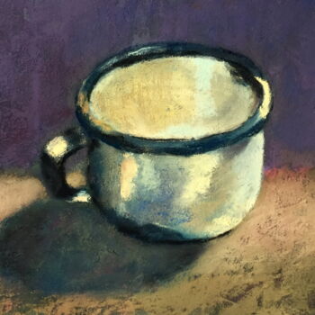 Drawing titled "Still life with cup" by Lena Ru, Original Artwork, Pastel