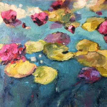 Malarstwo zatytułowany „Waterlilies” autorstwa Lena Ru, Oryginalna praca, Olej
