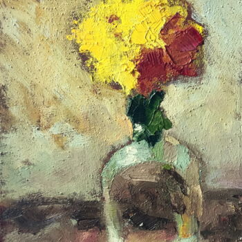 Painting titled "Bouquet Of Chrysant…" by Lena Ru, Original Artwork, Oil