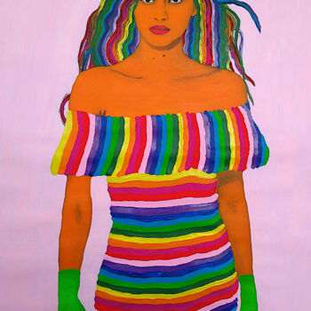 Painting titled "Rainbow Girl" by Lena Snow, Original Artwork, Acrylic