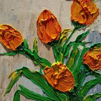 Pintura intitulada "Tulips" por Lena Vanli, Obras de arte originais, Óleo